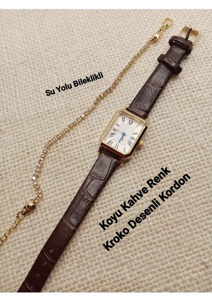 Kadın Kol Saati Vintage Gold Kasa- Oval Model- Koyu Kahve Renk Kordon TT0054
