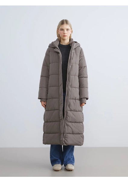 Xsıde Kahverengi Kapüşonlu Kapitone Kadın Şişme Mont fiyatları