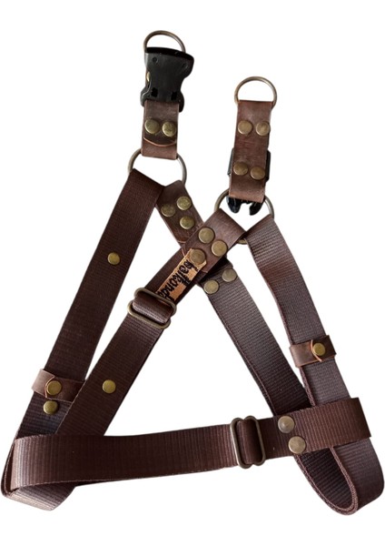 Köpek Göğüs Tasması Minik, Küçük, Orta ve Büyük Irk Ayarlamalı Kolon Kordon Koyu Kahverengi