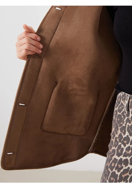 Lcw Modest Kahverengi Bisiklet Yaka Kadın Pelüş Mont fırsatları