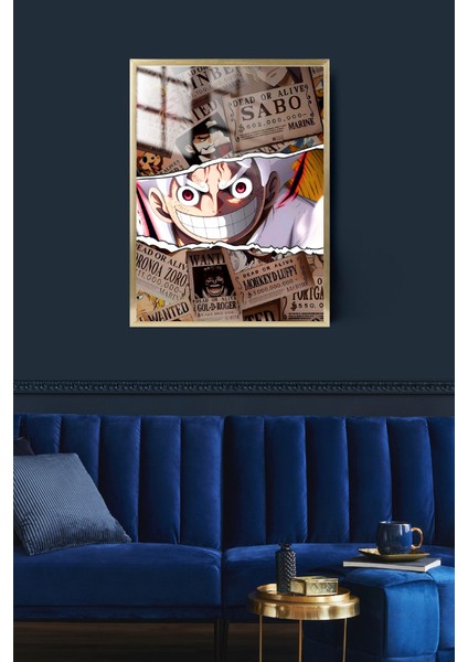 Monkey D. Luffy Tasarım Çerçeveli Metal Poster Tablo