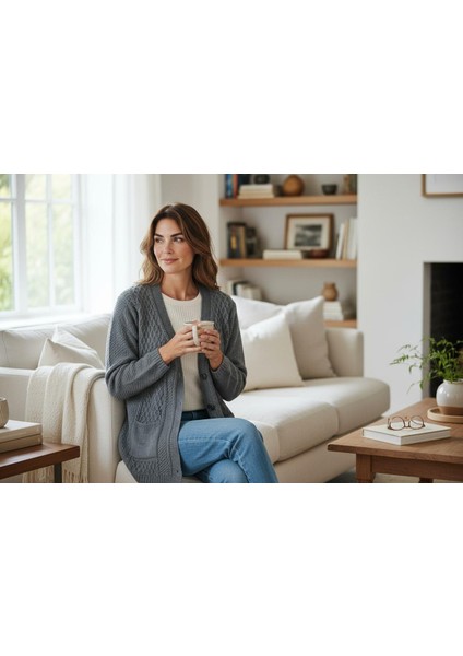 Mimoza Örme Triko V Yaka Cepli Hırka fiyatları