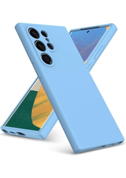 Samsung Galaxy S22 Ultra Uyumlu Silikon Kılıf - Pastel Renk Tonu Kamera Korumalı Esnek Kapak - Mavi