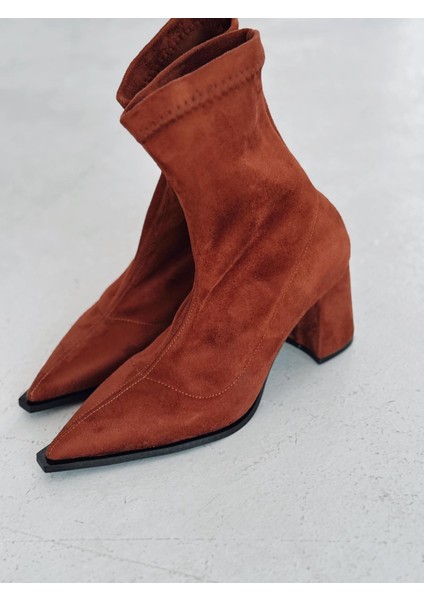 Caryne Kadın Topuklu Streç Bot Taba Süet fırsatları