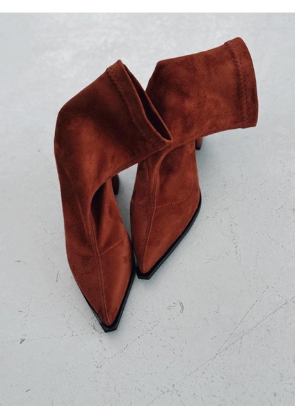 Caryne Kadın Topuklu Streç Bot Taba Süet indirimleri