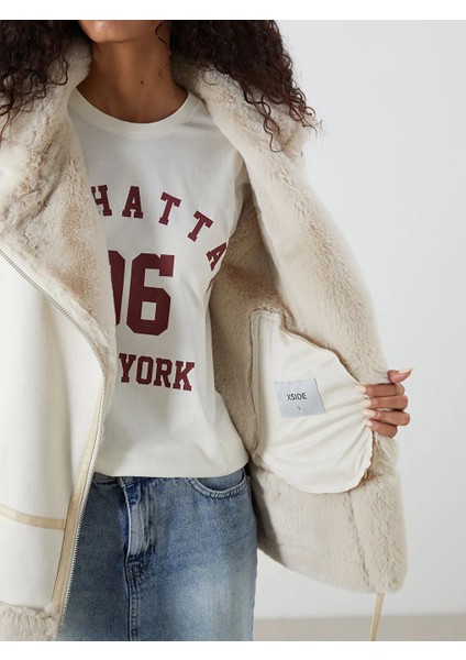 Xsıde Bej Kürk Yaka Kadın Süet Görünümlü Mont fırsatları