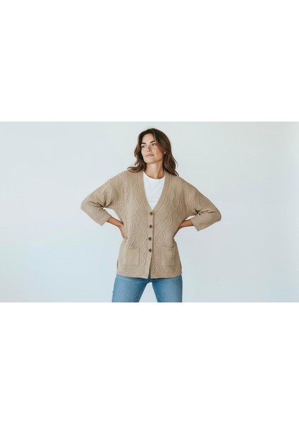 Mimoza Örme Triko V Yaka Cepli Hırka fiyatları