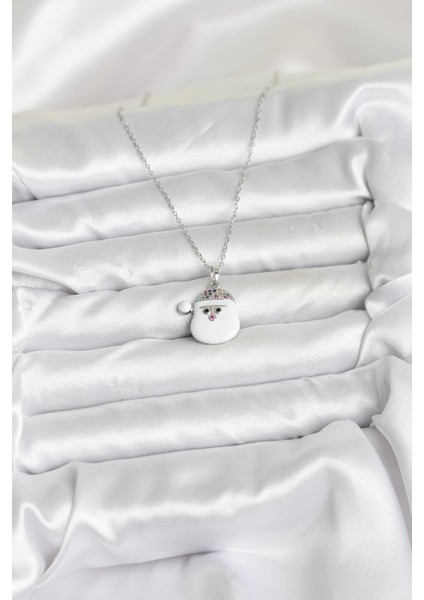 316L Çelik Zincir Gümüş Renk Şapkalı Kardan Adam Kafası Yılbaşı Temalı Kadın Kolye fiyatları