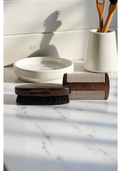 Doğal Sakal Fırçası ve Tarak Seti, Kayın Ağacı & Doğal Kıllı Sakal Bakım Fırçası, Statik Önleyici Ahşap Tarak, Domuz Kılı modelleri