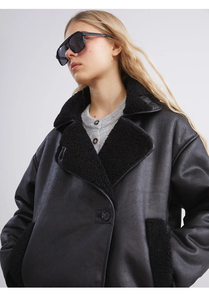 Xsıde Siyah Pelüş Biker Yaka Kadın Süet Mont fırsatları