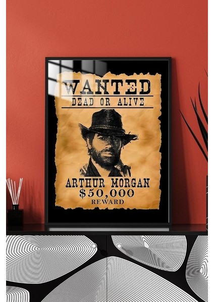 Arthur Morgan Wanted Tasarım Çerçeveli Metal Poster Tablo fırsatları