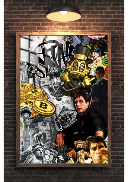 Tony Montana Rich Tasarım Çerçeveli Metal Poster Tablo fiyatları