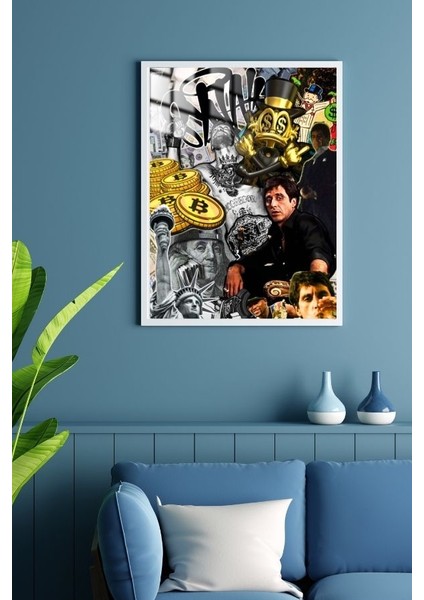 Tony Montana Rich Tasarım Çerçeveli Metal Poster Tablo modelleri