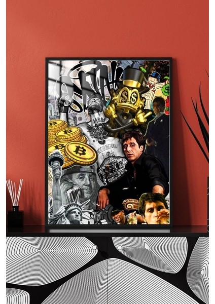 Tony Montana Rich Tasarım Çerçeveli Metal Poster Tablo fırsatları
