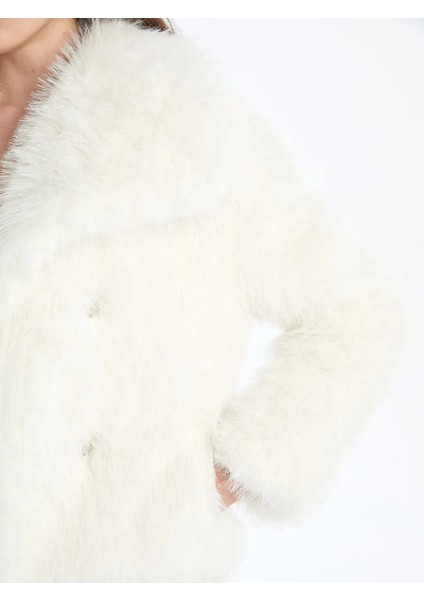 Xsıde Ekru Ceket Yaka Kadın Kürk Mont modelleri