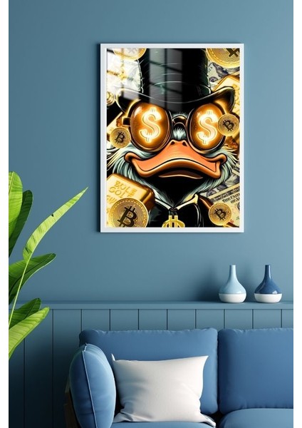 Donald Duck Bitcoin Tasarım Çerçeveli Metal Poster Tablo fiyatları