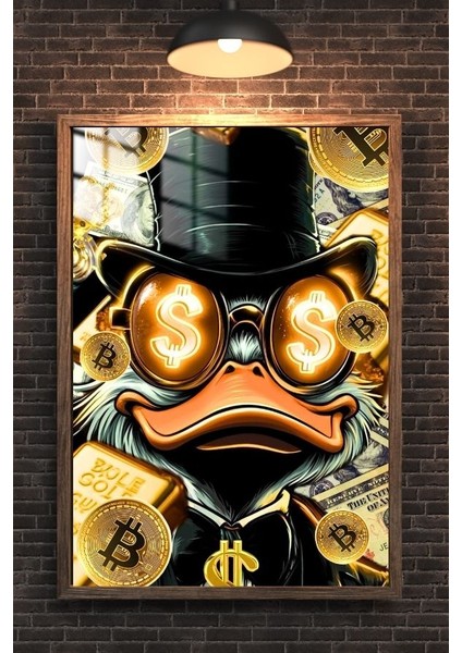 Donald Duck Bitcoin Tasarım Çerçeveli Metal Poster Tablo fırsatları