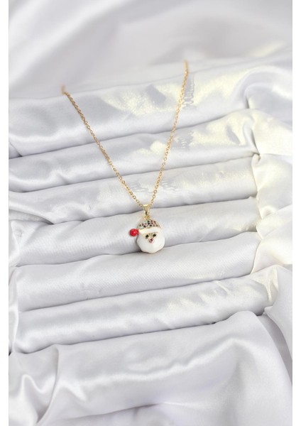 316L Çelik Zincir Renk Şapkalı Kardan Adam Kafası Yılbaşı Temalı Kadın Kolye fiyatları