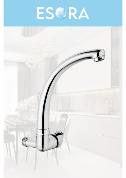 Duvardan Tek Su Çıkışlı Mutfak Lavabo Bataryası Musluğu