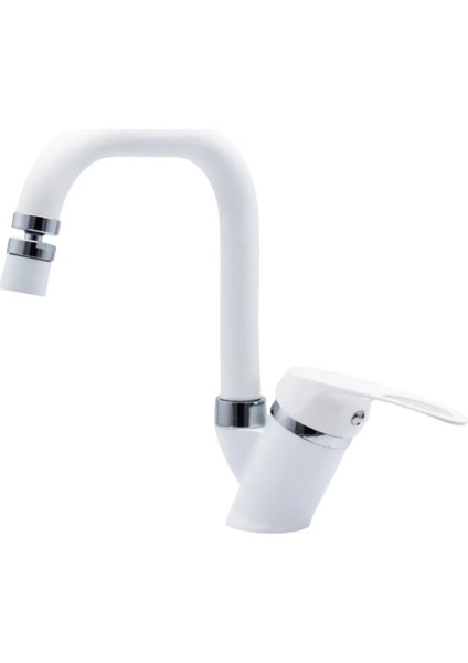 Beyaz Krom Köşe Borulu Lavabo Bataryası Mafsallı