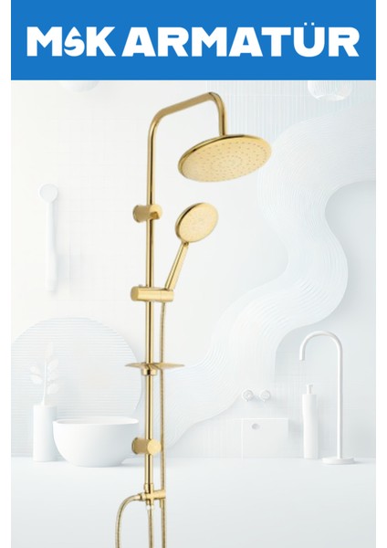 Gold Yuvarlak Robot Duş Seti