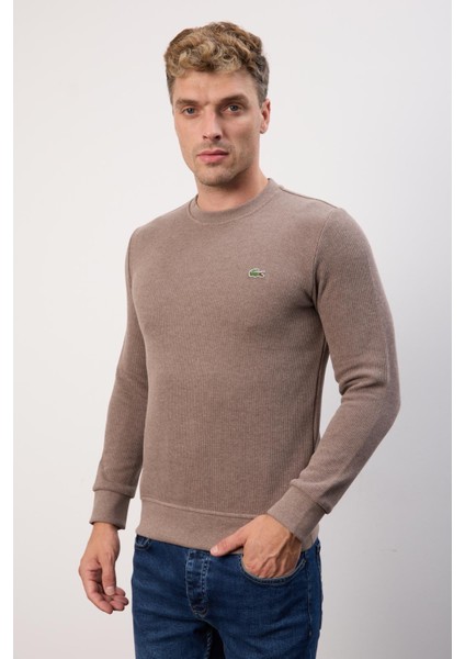 Bisiklet Yaka Kahverengi Dar Kesim Erkek Triko fiyatları