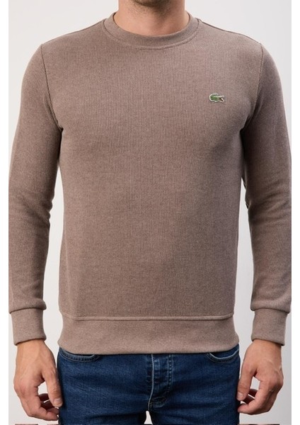 Bisiklet Yaka Kahverengi Dar Kesim Erkek Triko fırsatları