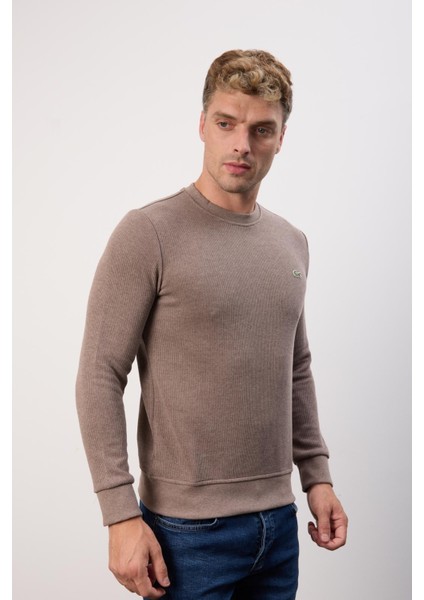 Bisiklet Yaka Kahverengi Dar Kesim Erkek Triko indirimleri