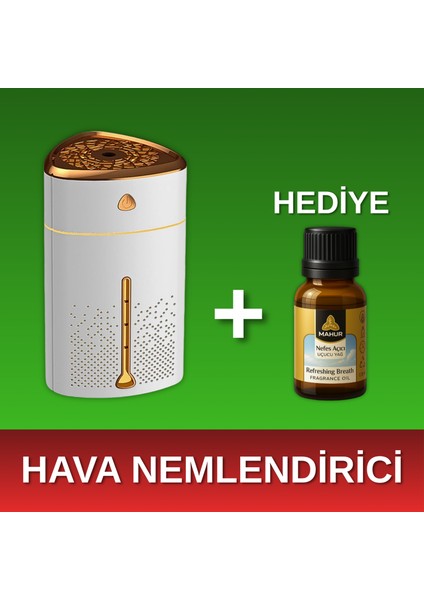 - Hava Nemlendirici 1000ml Su Haznesi - 6 Farklı Işık - Beyaz Renk - Aroma Hediyeli