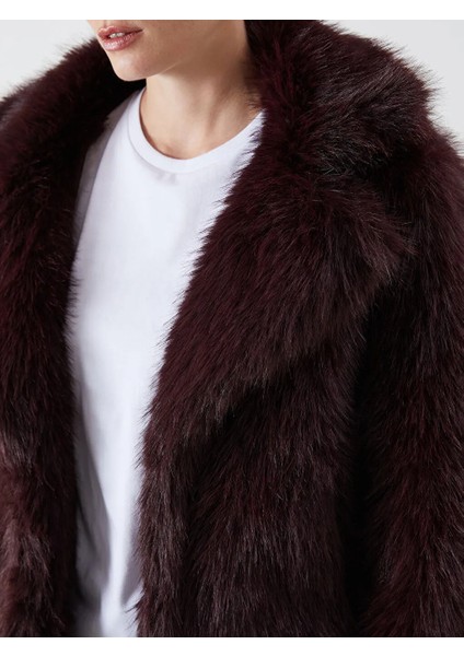 Lcw Vision Bordo Ceket Yaka Kadın Kürk Mont modelleri
