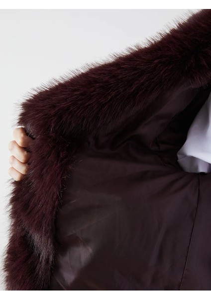 Lcw Vision Bordo Ceket Yaka Kadın Kürk Mont fırsatları