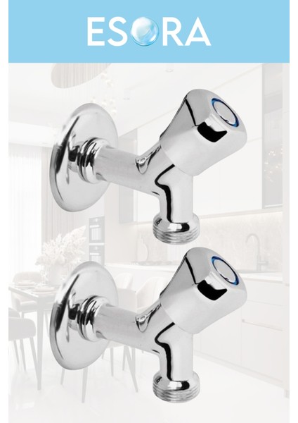 Krom Pirinç Volonlu 2 Adet Çamaşır Musluğu