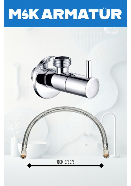 Krom Lüx Cubuk Taharet Musluğu 70 cm Flex Set