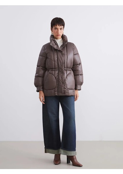 Lcw Vision Kahverengi Dik Yaka Kadın Şişme Mont fiyatları