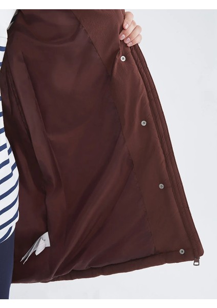 Lcw Modest Kahverengi Kapüşonlu Kapitone Oversize Kadın Şişme Mont fırsatları