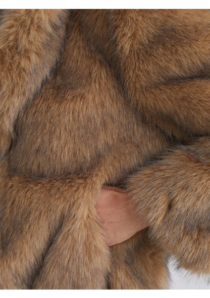 Lcw Vision Kahverengi Ceket Yaka Kadın Kürk Mont modelleri