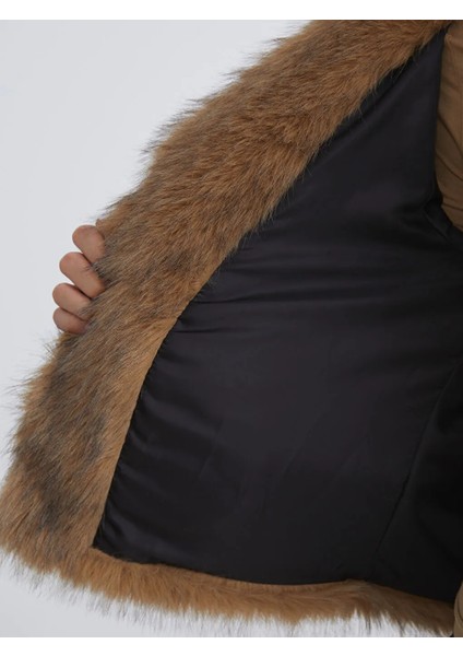 Lcw Vision Kahverengi Ceket Yaka Kadın Kürk Mont fırsatları