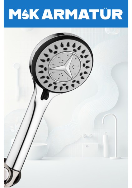 Krom Mercedes Lüx El Duşu Duş Başlığı Gri Krom Kaplama Krom Kaplı Plastik Tr Uzun Tehlikeli Değil