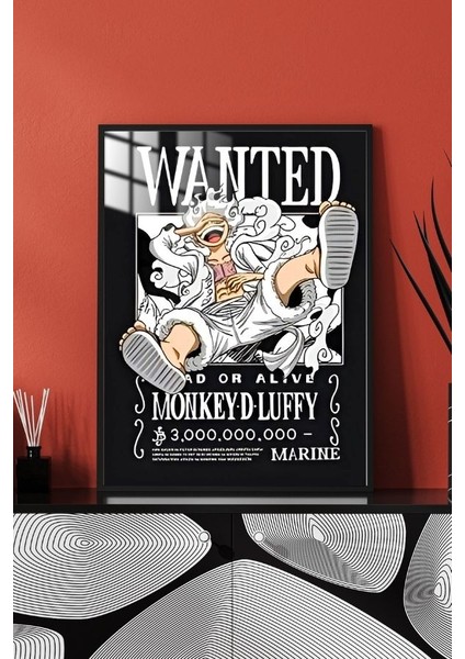 Monket D. Luffy Wanted Tasarım Çerçeveli Metal Poster Tablo modelleri