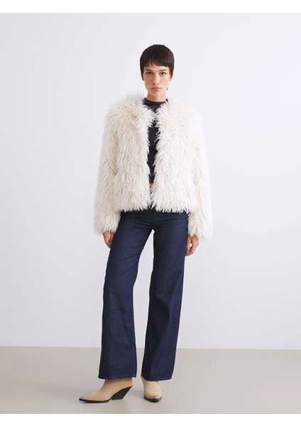 Lcw Vision Ekru Bisiklet Yaka Kadın Kürk Mont fiyatları