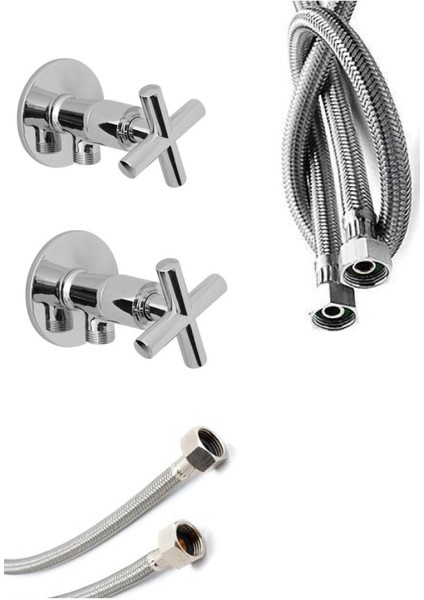 Krom Koç Taharet Musluğu 70CM Flex 2 Li Set