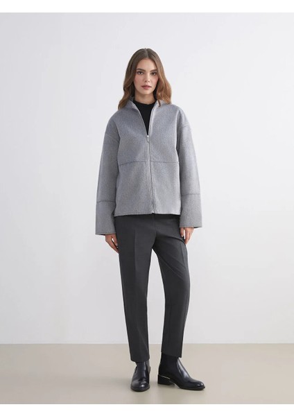 Lcw Modest Gri Dik Yaka Kadın Kaşe Mont fiyatları
