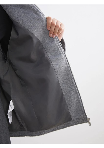 Lcw Modest Gri Dik Yaka Kadın Kaşe Mont fırsatları