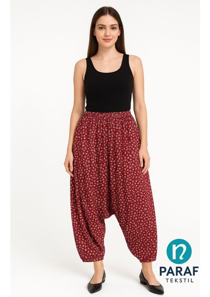 Kadın Dokuma Kumaş Muhtelif Renk Desenli Yukardan Ağlı Köy Şalvarı