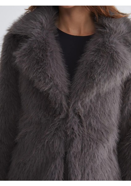 Lcw Vision Gri Ceket Yaka Kadın Kürk Mont modelleri