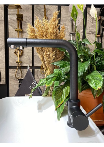 Arıtmalı Siyah Mutfak Bataryası 3 Yollu Arıtıcılı Mat Siyah Eviye Musluğu Siyah Batarya modelleri