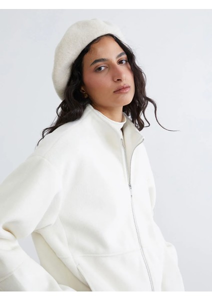 Lcw Modest Ekru Dik Yaka Kadın Kaşe Mont
