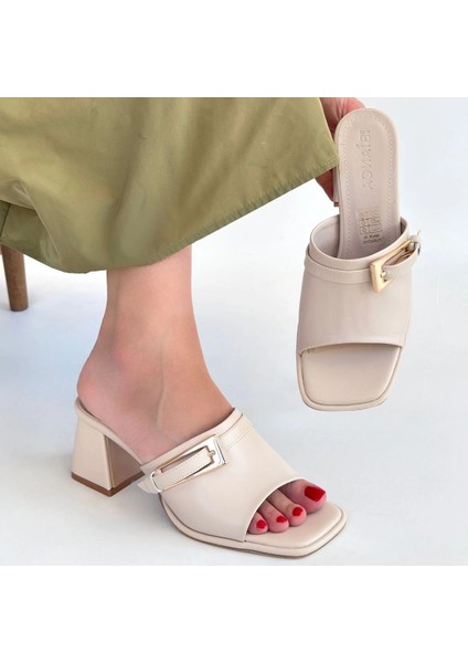 Yzlal Ziva Bej Cilt Topuklu Terlik (Numara: 37) fırsatları