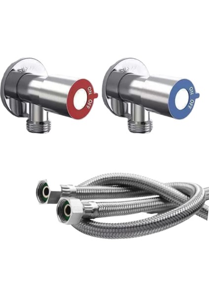 Inox Taharet Musluğu 70 cm Flex 2li Set