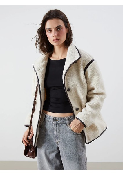 Lcw Vision Ekru Ceket Yaka Kadın Pelüş Mont